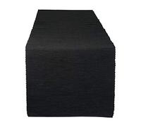 DII Basic Everyday Chemin de Table côtelé 100% Coton, 33 x 183 cm, Noir