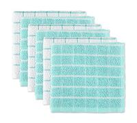 DII Basic Everyday Lot de 6 torchons de Cuisine en Tissu éponge 100% Coton, lavables en Machine, Ultra absorbants, 30,5 x 30,5 cm, Motif fenêtre Aqua
