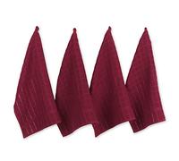 DII Basic Terry Collection Lot de 4 torchons à vaisselle Motif fenêtre Bordeaux uni 40,6 x 66 cm