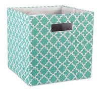 DII Boîte de rangement pliable en tissu rigide pour chambre d'enfant, bureau et maison, treillis turquoise (33 x 33 x 33 cm)