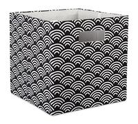 DII Boîte de rangement rigide pliable en tissu pour crèche, bureau et maison (33 x 33 x 33 cm) - Vagues noires