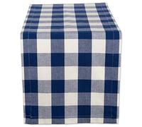 DII Buffalo Check Collection Chemin de table classique en coton Bleu marine et crème 35,6 x 274,3 cm