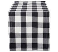 DII Buffalo Check Collection Chemin de Table Classique Farmhouse 35,6 x 182,9 cm, Noir et Blanc