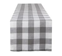 DII Buffalo Check Collection Chemin de Table Classique Farmhouse 35,6 x 274,3 cm, Gris et Blanc