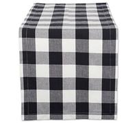 DII Buffalo Check Collection Chemin de table classique Farmhouse 35,6 x 274,3 cm Noir et blanc
