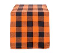 DII Buffalo Check Collection Chemin de Table Rustique Classique, 35,6 x 182,9 cm, Orange et Noir