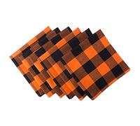 DII Buffalo Check Collection - Ensemble de Table Classique de Ferme, Ensemble de Serviettes de Table, 50,8 x 50,8 cm, Orange et Noir, 6 pièces