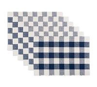 DII Buffalo Check Collection Lot de 6 Sets de Table Style Ferme Classique, 33 x 48 cm, Bleu Marine et crème