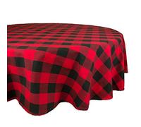 DII Buffalo Check Collection Nappe Classique en Coton, Rouge/Noir, 180 cm, Ronde