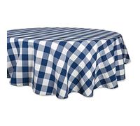 DII Buffalo Check Collection Nappe de Table Classique de Ferme 177,8 cm Ronde, Bleu Marine et crème