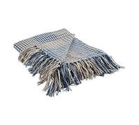 DII California Casual Jeté de lit tissé Pied-de-Poule en Coton, Bleu français et Gris, 50 x 60 cm