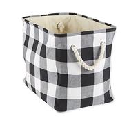 DII CAMZ10457 Panier de Rangement en Polyester avec poignées en Coton Durable, Solution de Rangement pour Bureau, Chambre, Placard, Jouets, Linge, Taille Moyenne, Noir et Blanc