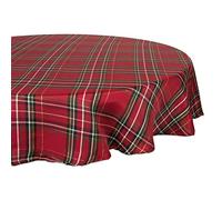DII CAMZ10911 Nappe métallisée, Parfaite pour Les dîners, Noël, Les Vacances ou Un Usage Quotidien, Ronde de 178 cm, Motif écossais des Vacances