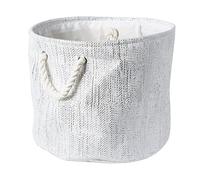DII CAMZ36845 Panier de Rangement Métallique Lurex Pliable et Pratique, Moyen Rond, Blanc