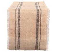 DII Camz38407 minérale Double Bordure en Toile de Jute Chemin de Table, 35,6 x 182,9 cm, Border Mineral Grey, 14" x 108"