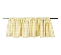DII Cantonnière de fenêtre 100% Coton, pré-rétréci, Lavable en Machine, Passe-Tringle de 5,1 cm, Panneau Simple, 183,9 x 35,6 cm, Carreaux Frais Citron