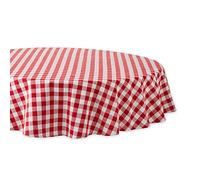 DII Checkered Tabletop Collection, Nappe 100% Coton, Lavable en Machine, 177,8 cm, Ronde, Rouge