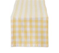 DII Chemin de Table à Carreaux 100 % Coton, Lavable en Machine, Jaune, 14 x 108 cm