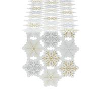 DII Chemin de Table brodé de Noël, 35,6 x 137,6 cm, Flocons de Neige métalliques