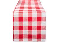 DII Chemin de Table en Coton Buffalo à Carreaux pour dîners ou réunions de Famille, fêtes en intérieur ou en extérieur, Usage Quotidien, Rouge, 35,6 x 183 cm
