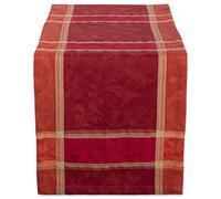 DII Chemin de table rectangulaire traditionnel Harvest Wheat Jacquard Collection Thanksgiving Automne Coton damassé 35,6 x 274,3 cm, citrouille orange brûlé