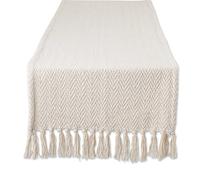 DII Chemin de Table tissé Basic Tabletop Collection Chevron Blanc cassé 38,1 x 182,9 cm