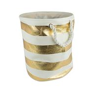 DII Collapsible Laundry Hamper/panier de rangement, papier tissé rayé, bande dorée, large