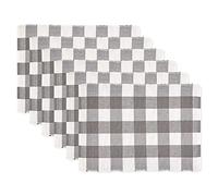 DII Collection Buffalo Check, Ensemble de Table Classique pour Ferme, Set de Sets de Table, 33x48 cm, Gris & Blanc, 6 pièces