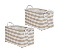 DII - Collection de rangement à linge, bac pliable avec revêtement en polyéthylène et poignées, ensemble grande taille, 27 x 45 x 25 cm, rayures grises