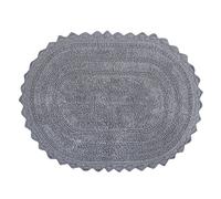 DII Crochet Collection Reversible Bath Mat, Large Oval, 21x34, Gray