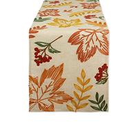 DII Décoration de Table d'automne brodée pour Salle à Manger de Thanksgiving, Chemin de Table, 35,6 x 178 cm, Feuilles dispersées