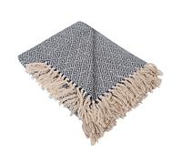 DII Dessus de Table rayé à Franges, Coton, Bleu Nautique, 50 x 60 cm