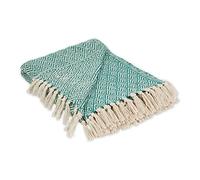 DII Diamond Throw Collection Couvre-lit en Coton tissé Bleu Sarcelle 50 x 60 cm