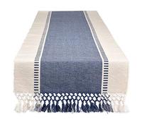 DII Dobby Chemin de Table tissé à Rayures, 33 x 183 cm - Bleu français