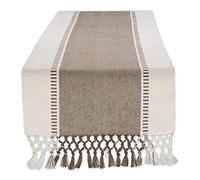 DII Dobby Chemin de Table tissé à Rayures Marron 33 x 182,9 cm