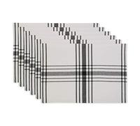 DII Ensemble de Sets de Table en Coton, Rayures françaises, Noir, 33 x 48 cm