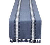 DII Everyday Collection Chemin de Table à Franges Bleu français 35,6 x 183,9 cm
