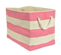 DII Grande poubelle de rangement en papier tissé Motif rayures rugby Rose