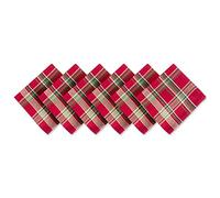DII Holiday Kitchen and Table Decor Christmas Cloth Square Serviettes Set de 6 Serviettes de Table Motif Carreaux Rouge Tango