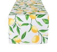 DII Lemon Bliss Chemin de Table d'extérieur résistant aux Taches et imperméable, Motif Citrons, 35,6 x 182,9 cm