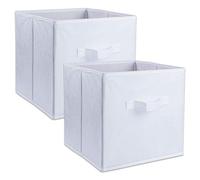 DII Lot de 2 bacs de rangement pliables en tissu non tissé, blanc, cube organiseur, 28 x 28 x 28 cm