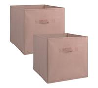 DII Lot de 2 bacs de rangement pliables en tissu non tissé - 33 x 33 x 33 cm - Rose millénaire