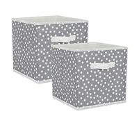 DII Lot de 2 bacs de rangement pliables en tissu non tissé, gris et blanc, 27,9 x 27,9 x 27,9 cm