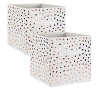 DII Lot de 2 Grands bacs de Rangement Pliables en Forme de Cube Blanc et cuivre 33 x 33 x 33 cm