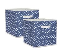 DII Lot de 2 paniers pliables en tissu non tissé Motif à pois Bleu et blanc 33 x 33 x 33 cm