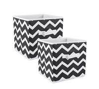 DII Lot de 2 poubelles de rangement en polyester non tissé Chevron Noir Petit modèle