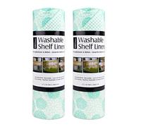 DII Lot de 2 Rouleaux de Papier Non adhésif pour étagères de Cuisine, tiroirs, 30,5 x 10,5 cm - Aqua Dahlia