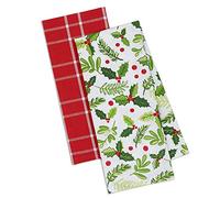 DII Lot de 2 torchons de Noël en Forme de bouches de Houx 18 x 28 cm