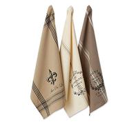DII Lot de 3 torchons de cuisine Jacquard français 100% coton, décoratifs, pour la cuisine, la cuisson et la pâtisserie, motif macarons français