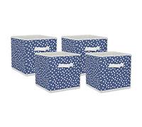 DII Lot de 4 paniers pliables en tissu non tissé Motif à pois Bleu et blanc 27,9 x 27,9 x 27,9 cm